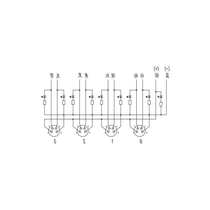 M8分线盒、双通道、PNP、4端口一体式、带LED、PVC非柔性电缆、灰色护套、23P461-XXX